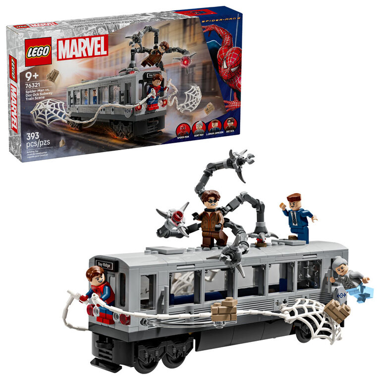 LEGO Marvel La Scène du Métro avec Spider-Man et Doc Ock, Cadeau de Jouet de Construction de Superhéros 76321