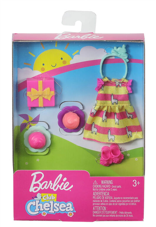 Coffret d'accessoires Barbie Club Chelsea, thème de fête d'anniversaire