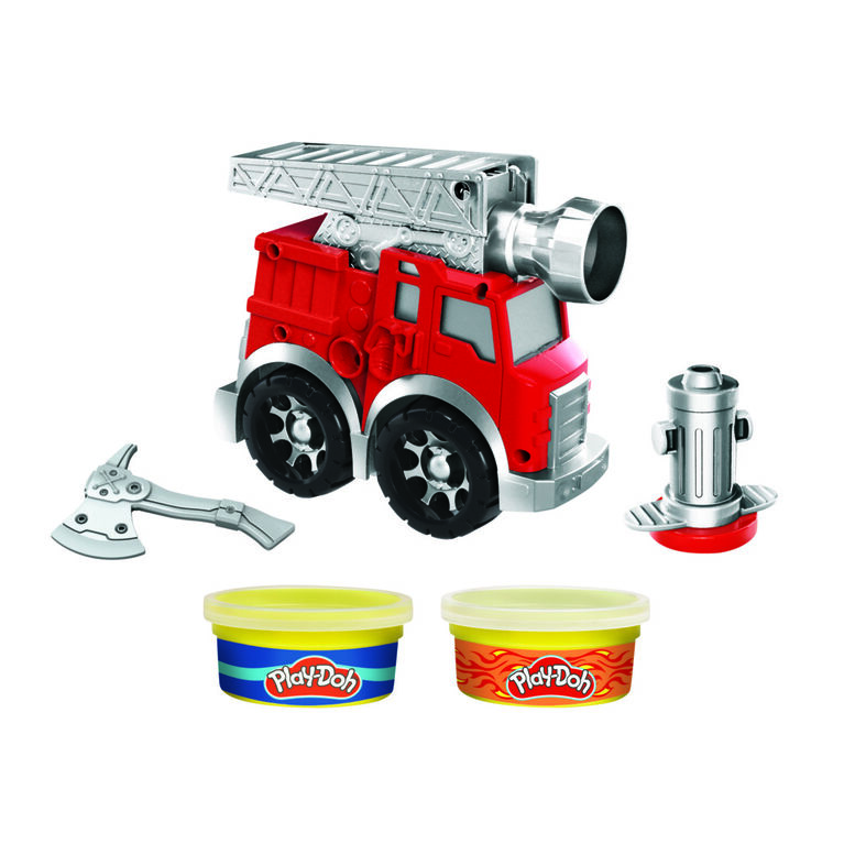 Play-Doh Wheels, Camion de pompier avec 2 pots de pâte à modeler atoxique