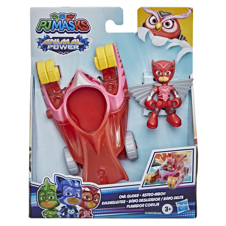 Pyjamasques Animal Power, Astro-Hibou, véhicule et figurine articulée Bibou - Édition anglaise