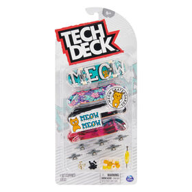 Tech Deck, Ultra DLX Fingerboard 4-Pack, Meow Skateboards, Collectible and Customizable Mini Skateboards