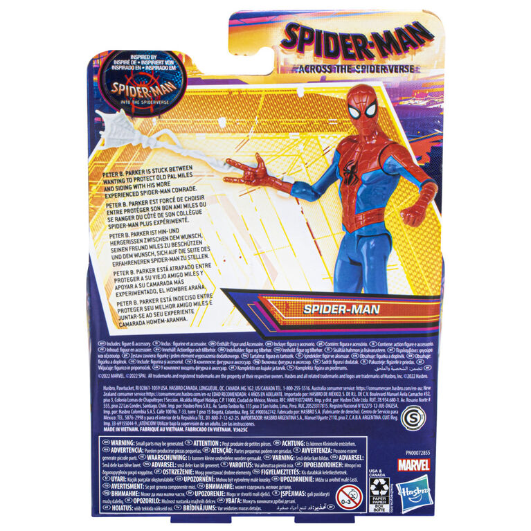 Marvel Spider-Man: Across the Spider-Verse Spider-Man Toy, 6-Inch-Scale Action Figure with Web Accessory, Marvel Toys for Kids Ages 4 and Up