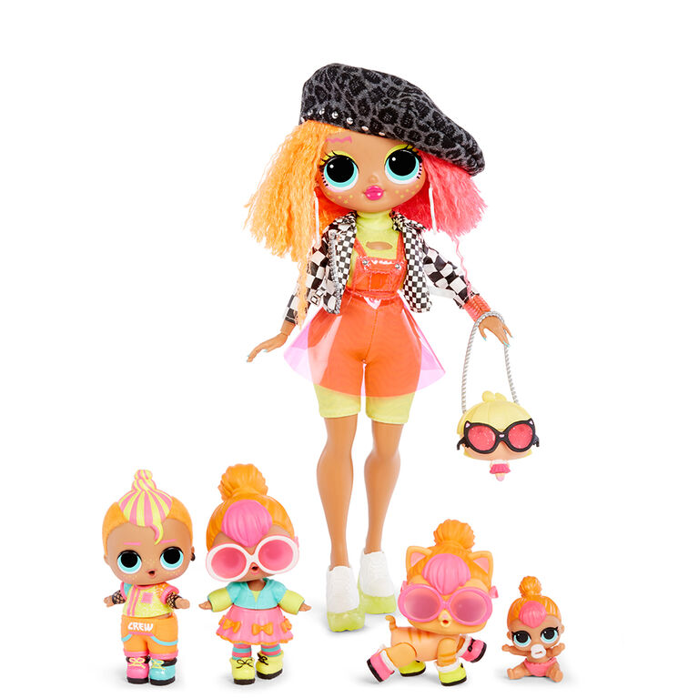 Famille exclusive LOL Surprise OMG Neon Q.T.- poupée-mannequin de série limitée, poupées et animal avec 45+ surprises - Notre exclusivité