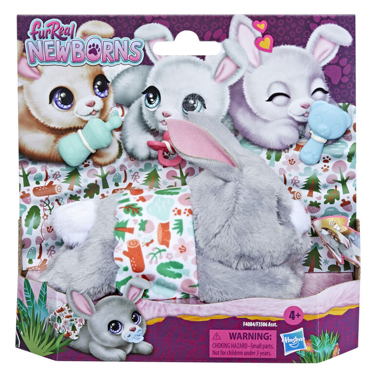 furReal Newborns Bunny Interactive Animatronic Plush Toy: Electronic Pet with Sound Effects, Closing Eyes,Ages 4 and up