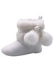 First Steps White Faux Fur Girls Booties Size 2, 3-6 months