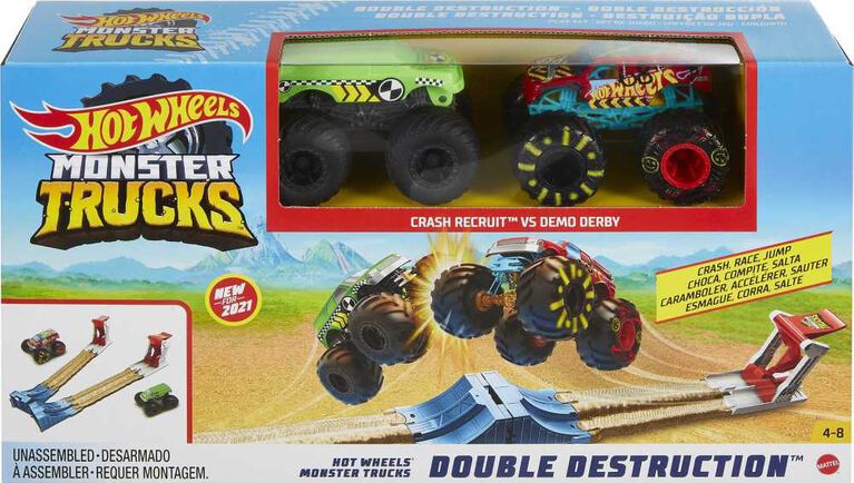 Hot Wheels - Monster Trucks - Coffret de jeu - Double Destruction