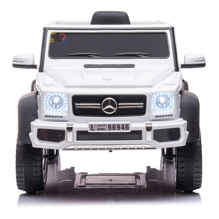 Kidsvip 12V Mercedes 6X6 W/ Rc- Whitee - English Edition