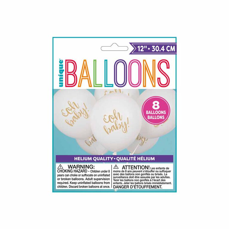 "Oh Baby" 12" Latex Balloons 8 pieces - English Edition
