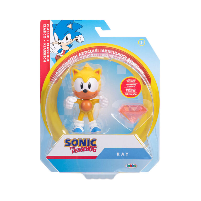 Sonic 4 Inch Figure - Classic Ray with Red Chaos Emerald