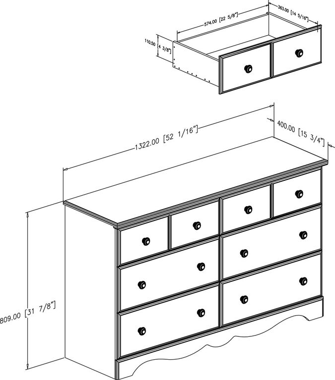 Summer Breeze 6-Drawer Double Dresser- Blueberry