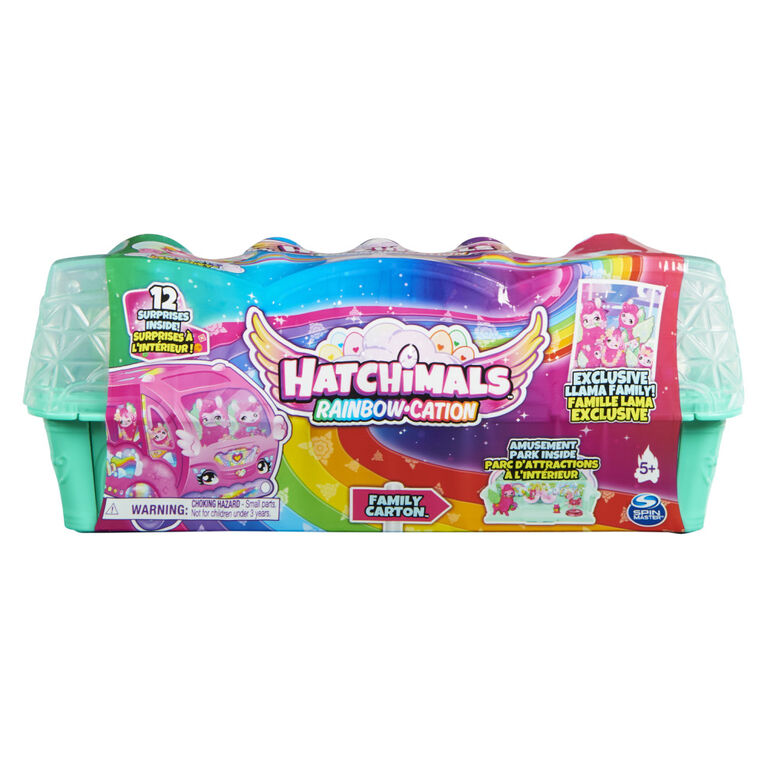 Hatchimals CollEGGtibles, Rainbow-cation Llama Family Carton with Surprise Playset, 10 Characters, 2 Accessories