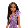 Barbie Doll, Brunette, Wearing Shimmery Purple Dress, Silvery Shoes and Silvery Bracelet