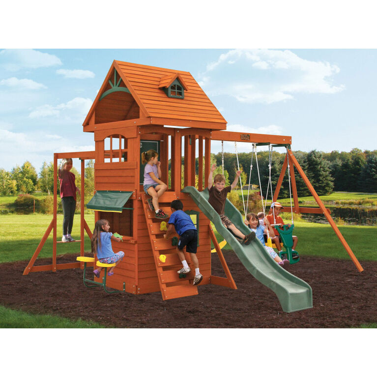 KidKraft Ridgeview Deluxe Clubhouse Wooden Swing Set - R Exclusive