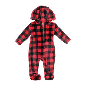 Baby Mode Landau en peluche : nouveau-né à carreaux de buffle rouge