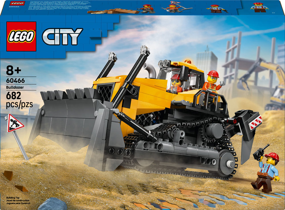 LEGO City Yellow Bulldozer Construction Site Building Toy for Kids, Boys & Girls, 8+ - 60466