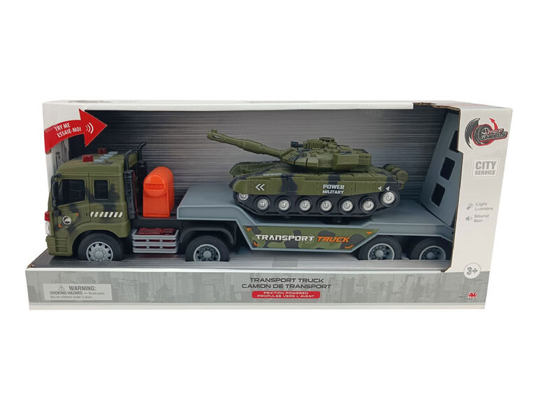 Dragon Wheels: City Service Transport Truck with Power Military Tank