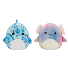 Squishmallows Flip-a-mallows 5" - Blue Shark and Tie-Dye Axolotl