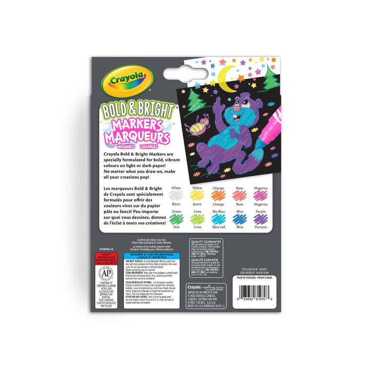 Marqueurs à trait large Bold and Bright Crayola, jeu de 10