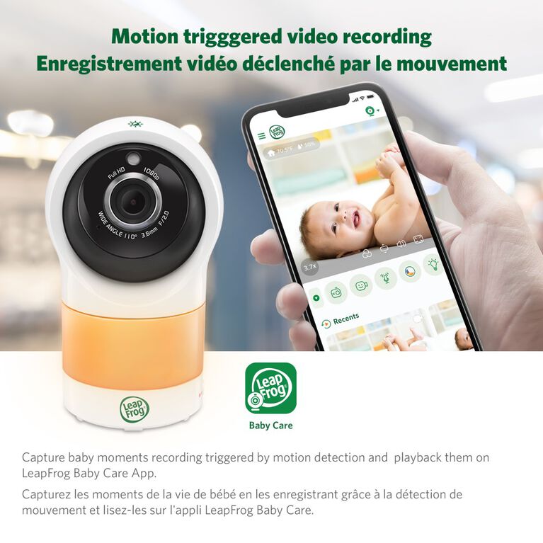 LeapFrog LF1911 Moniteur de bébé Wi-Fi 1080p caméra à accès à