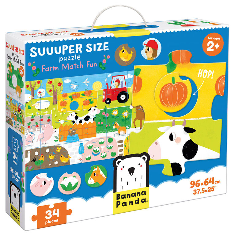 Banana Panda Puzzle amusant de match de ferme de taille Suuuper (34 pièces) - Édition anglaise - Notre exclusivité