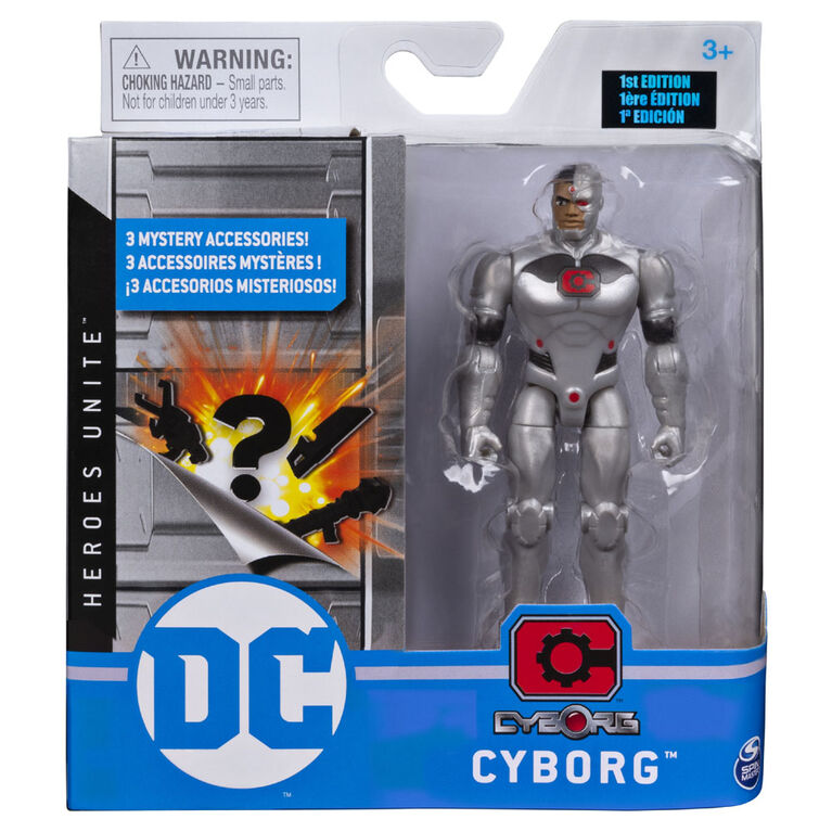 DC Comics, 4-Inch CYBORG Action Figure with 3 Mystery Accessories, Adventure 1