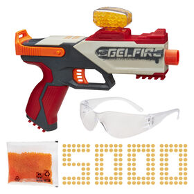 Nerf Pro Gelfire, blaster à ressort Legion, 5 000 billes Gelfire, chargeur-trémie 130 billes, lunettes de protection, tir à pompe