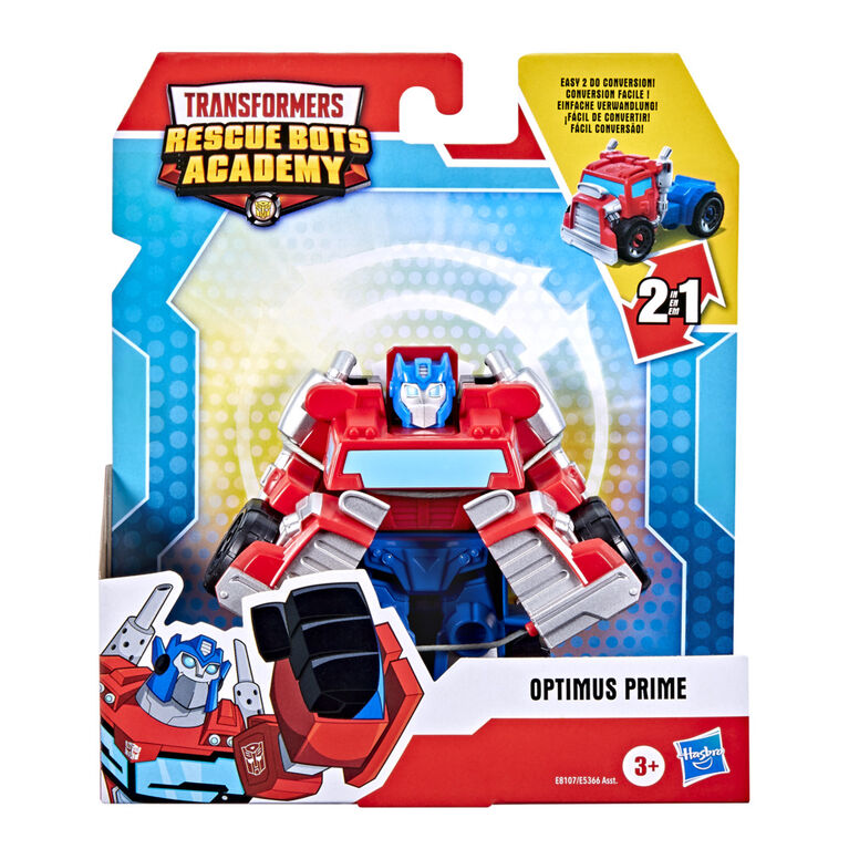 Playskool Heroes Transformers Rescue Bots Academy Optimus Prime Converting Toy, 4.5-Inch Action Figure, Toys for Kids Ages 3 and Up