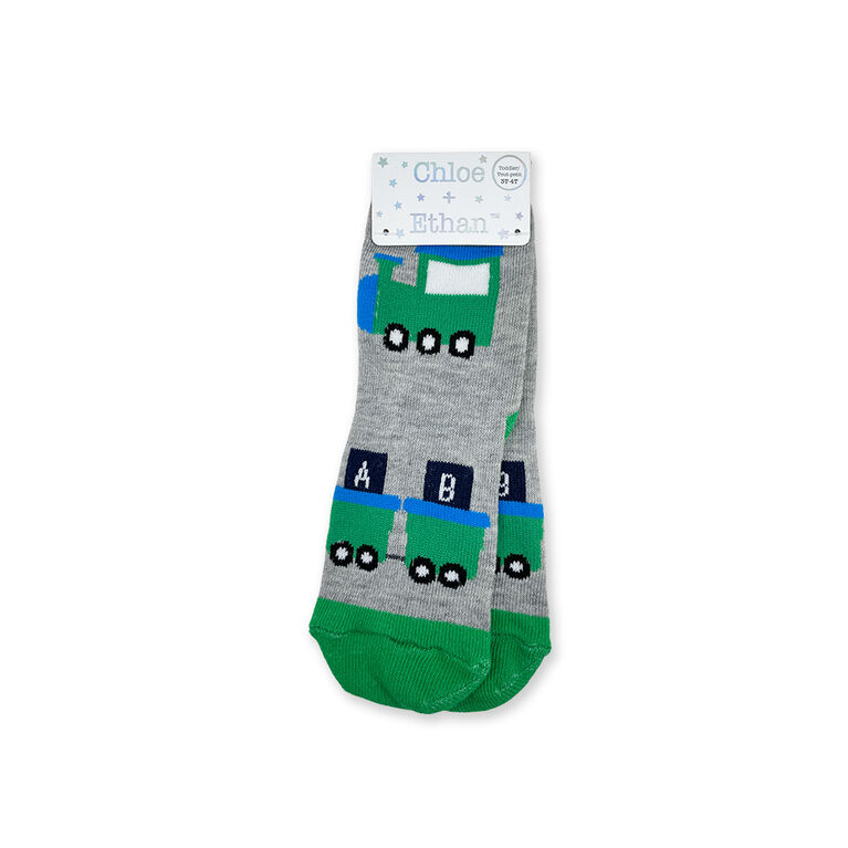 Chloe + Ethan - Toddler Socks, Grey Trains