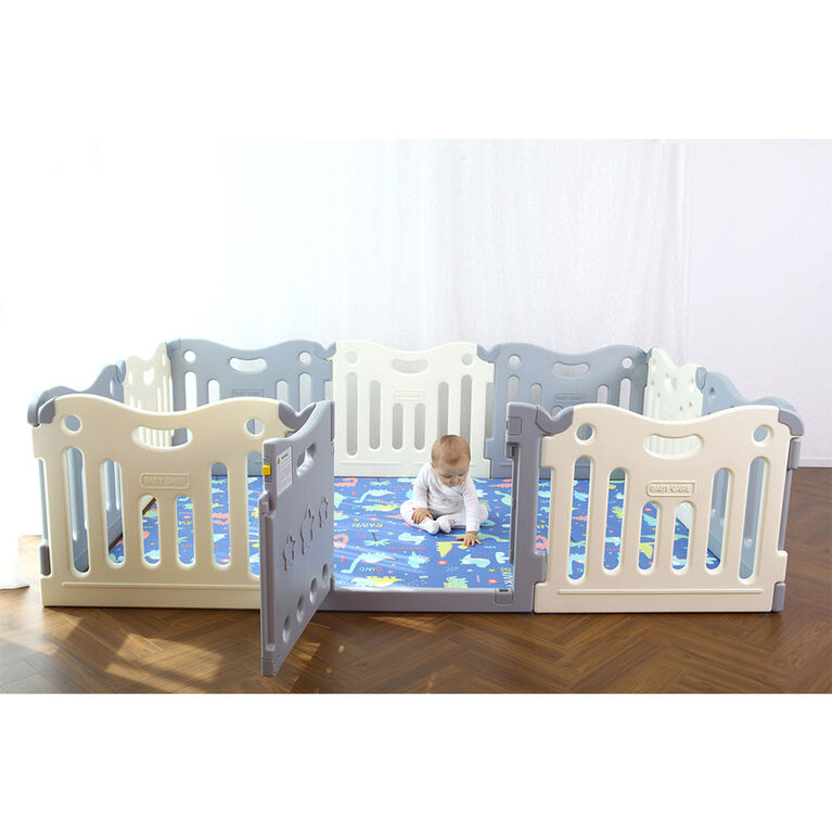 Mini parc de jeux pour bébé avec double entrée Taille 120x120 - Couleur gris