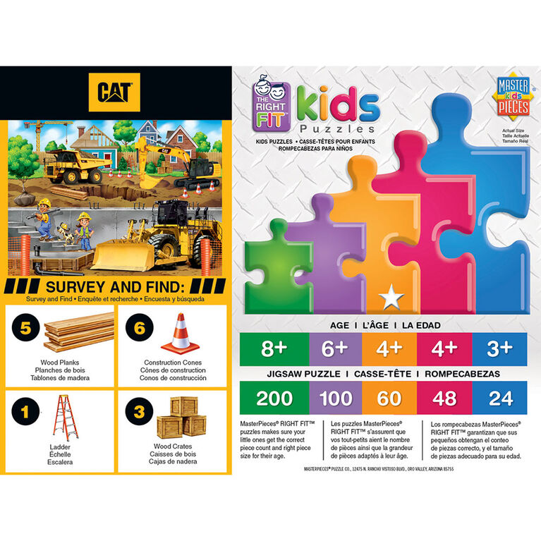 Caterpillar Right Fit Construction Trucks 60 Piece Kids Puzzle - Édition anglaise