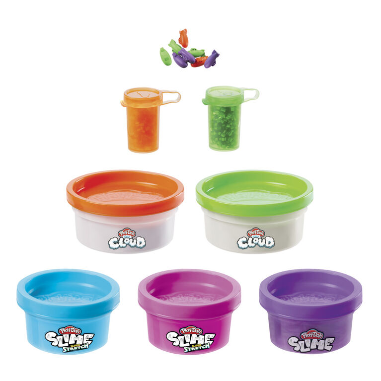 Play-Doh Nickelodeon Slime Rockin' Mix-ins Kit with 5 Colors and 3 Mix-in Bead Varieties, Non-Toxic