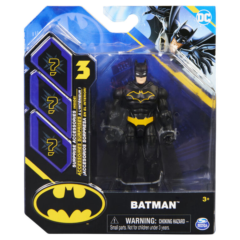 DC Comics, Figurine articulée Batman de 10 cm avec 3 accessoires mystère