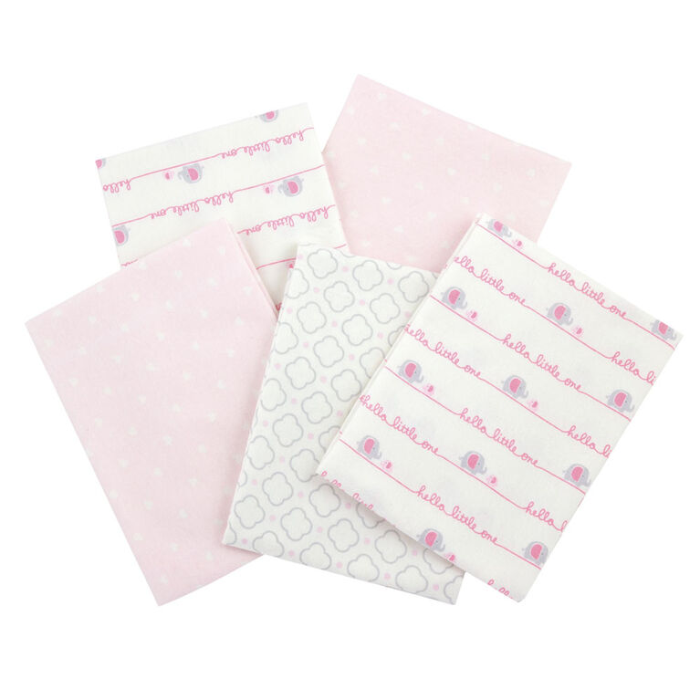 Emballage de 5 couvertures de flanelle de Gerber - rose.