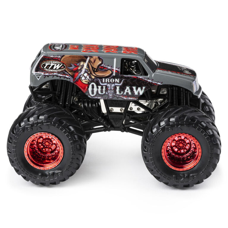 Monster Jam, Monster truck authentique Iron Outlaw en métal moulé à l'échelle 1:64, série Arena Favorites