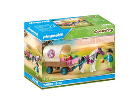 Carriole avec enfant et poney
