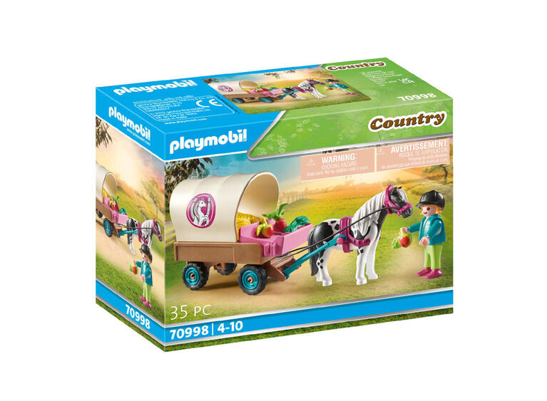 Carriole avec enfant et poney