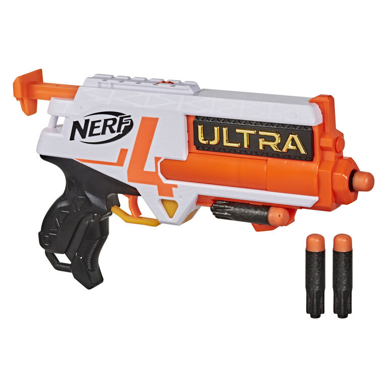 Nerf Ultra - Blaster Four, 4 fléchettes Nerf Ultra, tire une fléchette à la fois, compatible uniquement avec les fléchettes Nerf Ultra