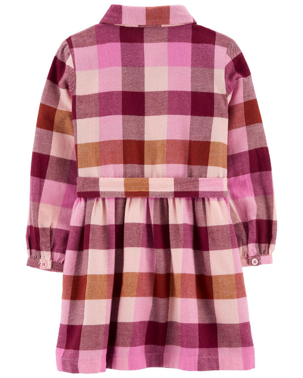 Carter's Plaid Cotton Flannel Shirt Dress Pink  3T
