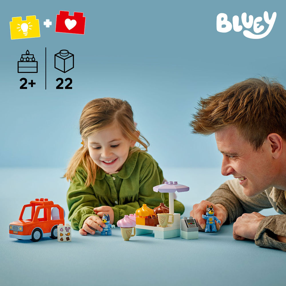 LEGO DUPLO Bluey Ice Cream Trip with Bluey Toddler Toy - Sensory Toy For Kids Ages 2+ - 10458