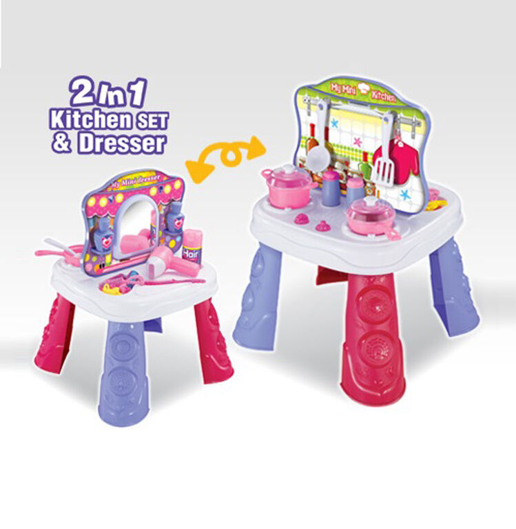 Toy Chef 2-In-1 Children's Kitchen & Vanity Set