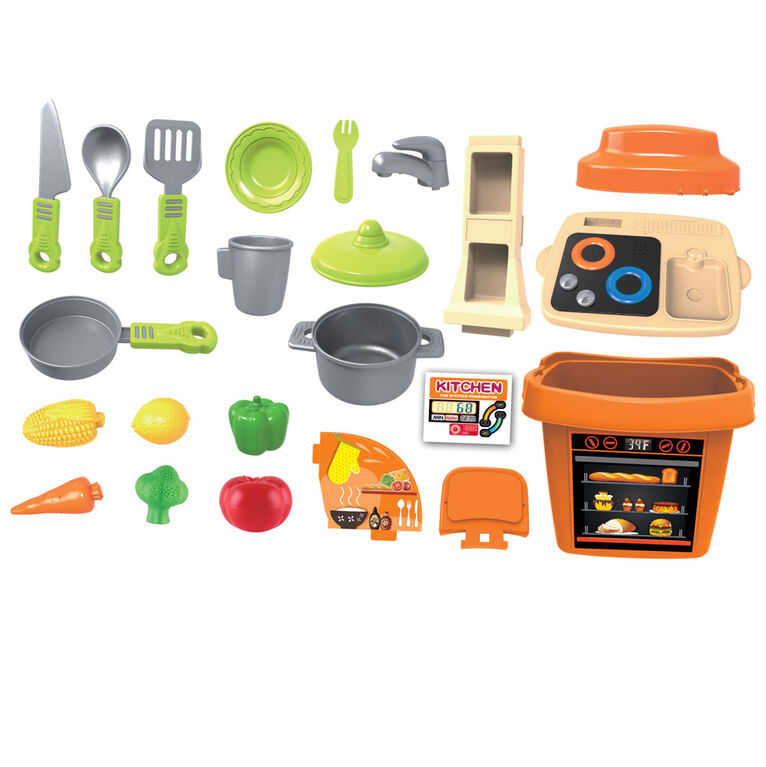 Toy Chef Children's Chef's Kitchen Block Set With Interactive Lights