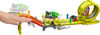Hot Wheels Monster Trucks Power Smashers Race & Chase Challenge with Oversized Skelesaurus, 1:64 Scale Bone Shaker & 2 Crushed Cars
