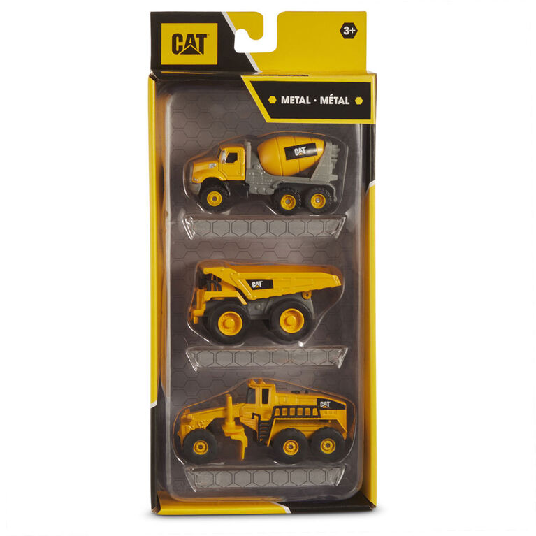 Cat Metal 3 Pack Concreate Mixer, Dump Truck, Grader