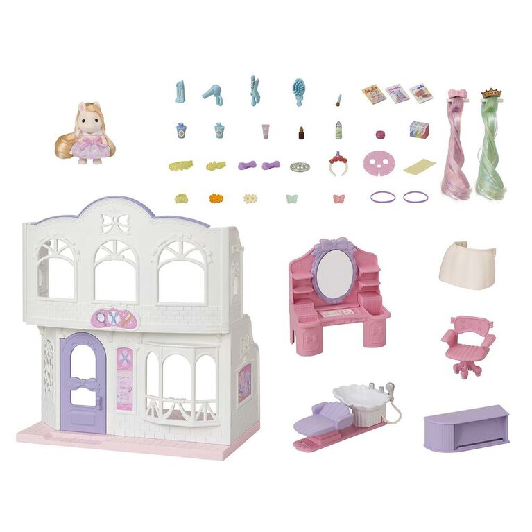 Calico Critters Pony's Stylish Hair Salon, Dollhouse Playset with Figure and Accessories