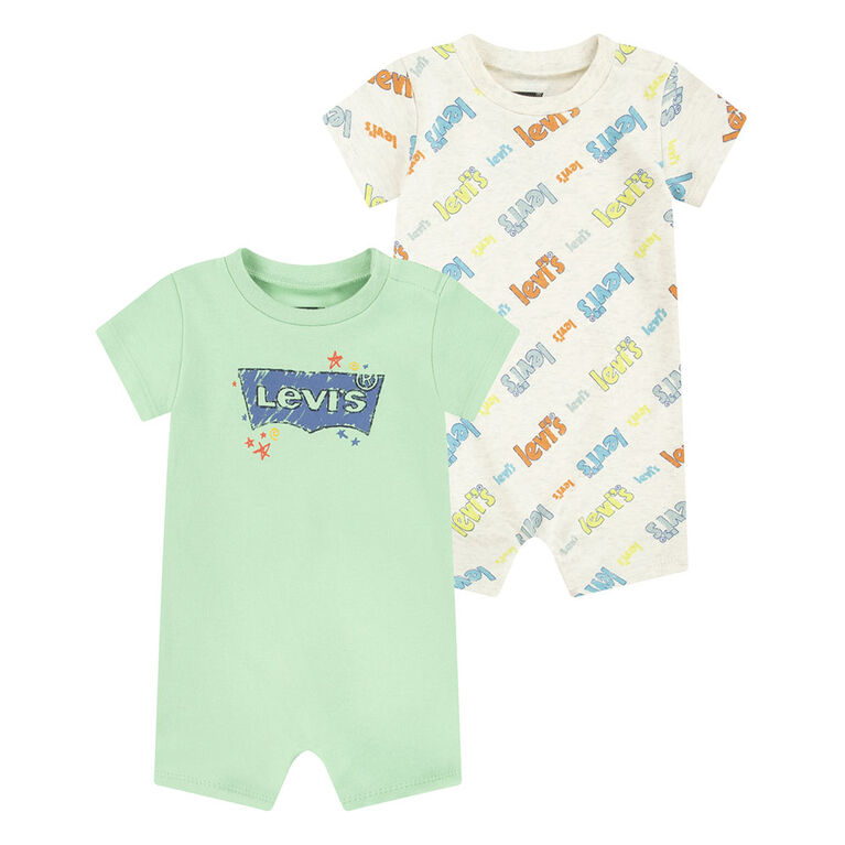 Levis 2 Pack Romper - Teal - Size Newborn