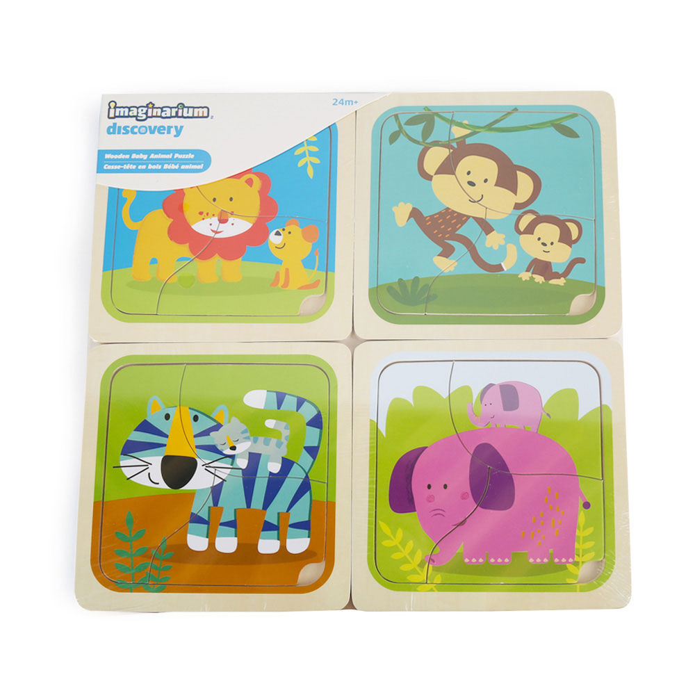 Imaginarium Discovery Wooden Baby Animal Puzzle Assortment Wild Animal Parent Baby