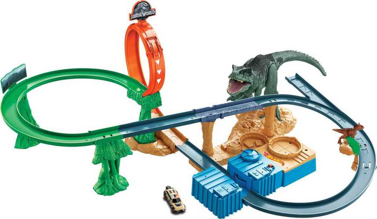 Coffret piste Confrontations et collisions Jurassic World: Dominion Hot Wheels, avec 1 véhicule Hot Wheels