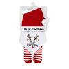 1er ensemble chapeau, bavoir et chaussettes de Noël