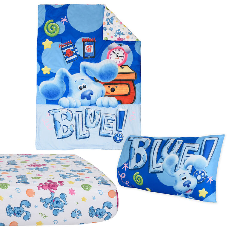 Ensemble de 3 pièces de literie Blue's Clues pour lit de tout-petit avec couette réversible, drap-housse et taie d'oreiller par Nemcor