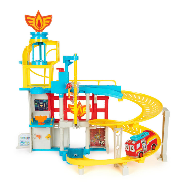 Disney Junior Firebuds HQ Playset with Lights, Sounds, Fire Truck Toy, Action Figure and Vehicle Launcher